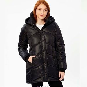 Steve Madden Black Hooded Puffer Coat Size XL